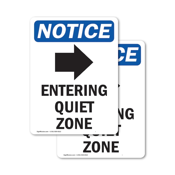 Signmission Entering Quiet Zone Sign With Symbol, 7 in W x Rectangle, Vinyl Decal OS-2PACK-NS-D-710-V-12096 - main